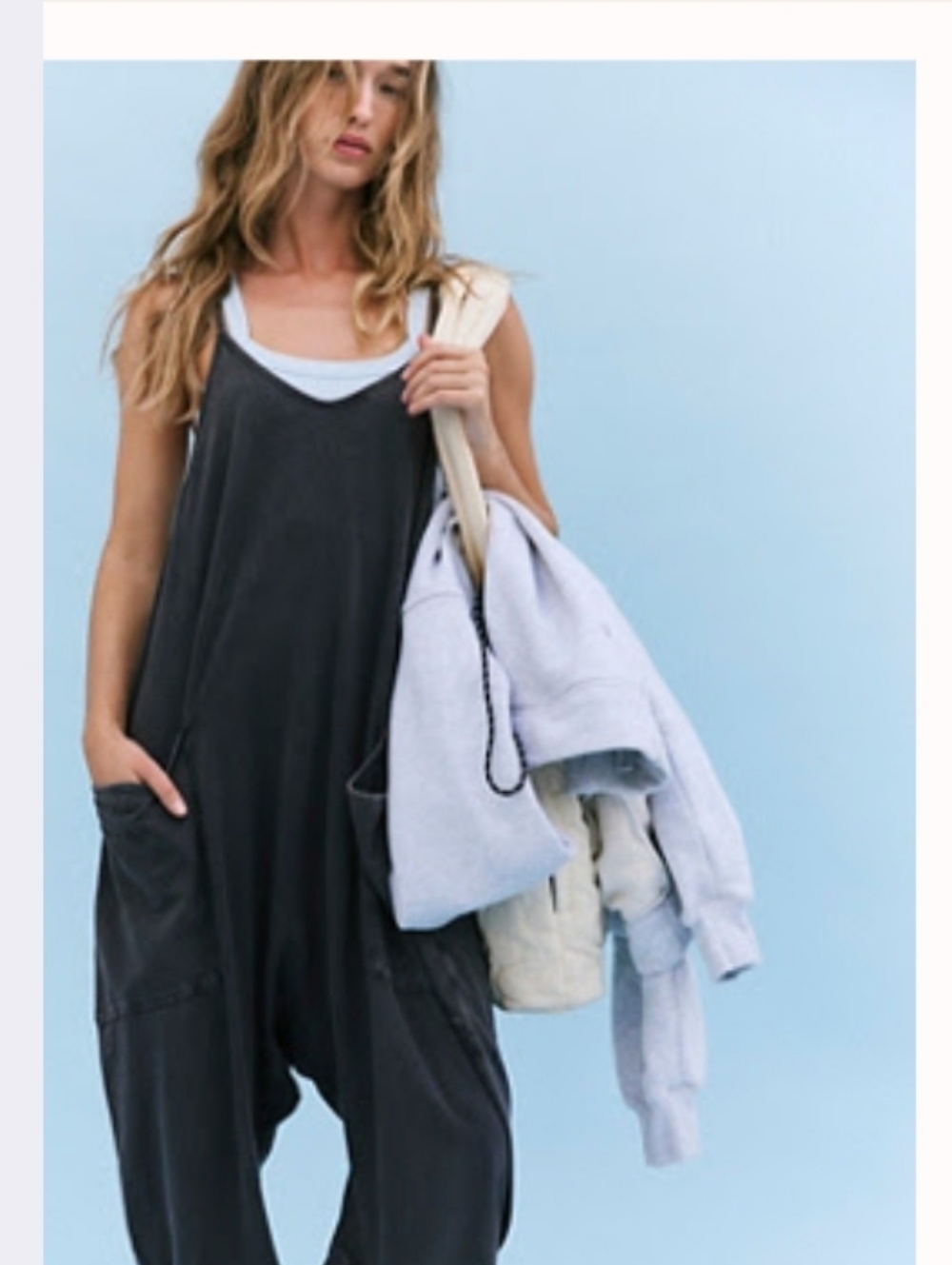 Free People Hot Shot Onesie Washed Black